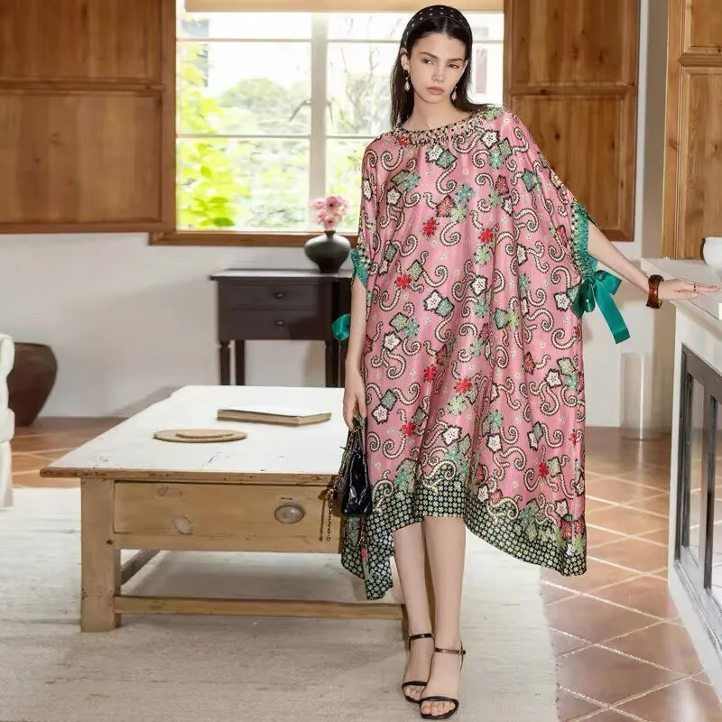 Women's Luxury Beaded Embroidered Silk Cloak Dress 2026 Fashion Lace-up Bow Loose Vintage Printed Long Robe
Women's Luxury Beaded Embroidered Silk Cloak Dress 2026 Fashion Lace-up Bow Loose Vintage Printed Long Robe