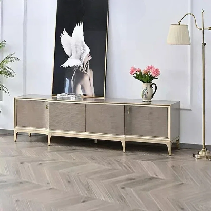 B American solid wood TV cabinet light luxury living room decoration simple floor cabinet champagne color
B American solid wood TV cabinet light luxury living room decoration simple floor cabinet champagne color
