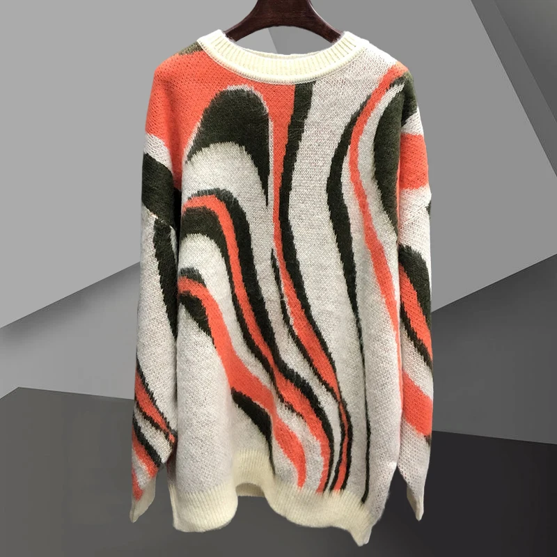 Winter Print Sweater Mens Round Neck Warm Knitted Pullover Sweater Hombre Casual Stripe Pattern Contrast Print Sweater For Men
Winter Print Sweater Mens Round Neck Warm Knitted Pullover Sweater Hombre Casual Stripe Pattern Contrast Print Sweater For Men
