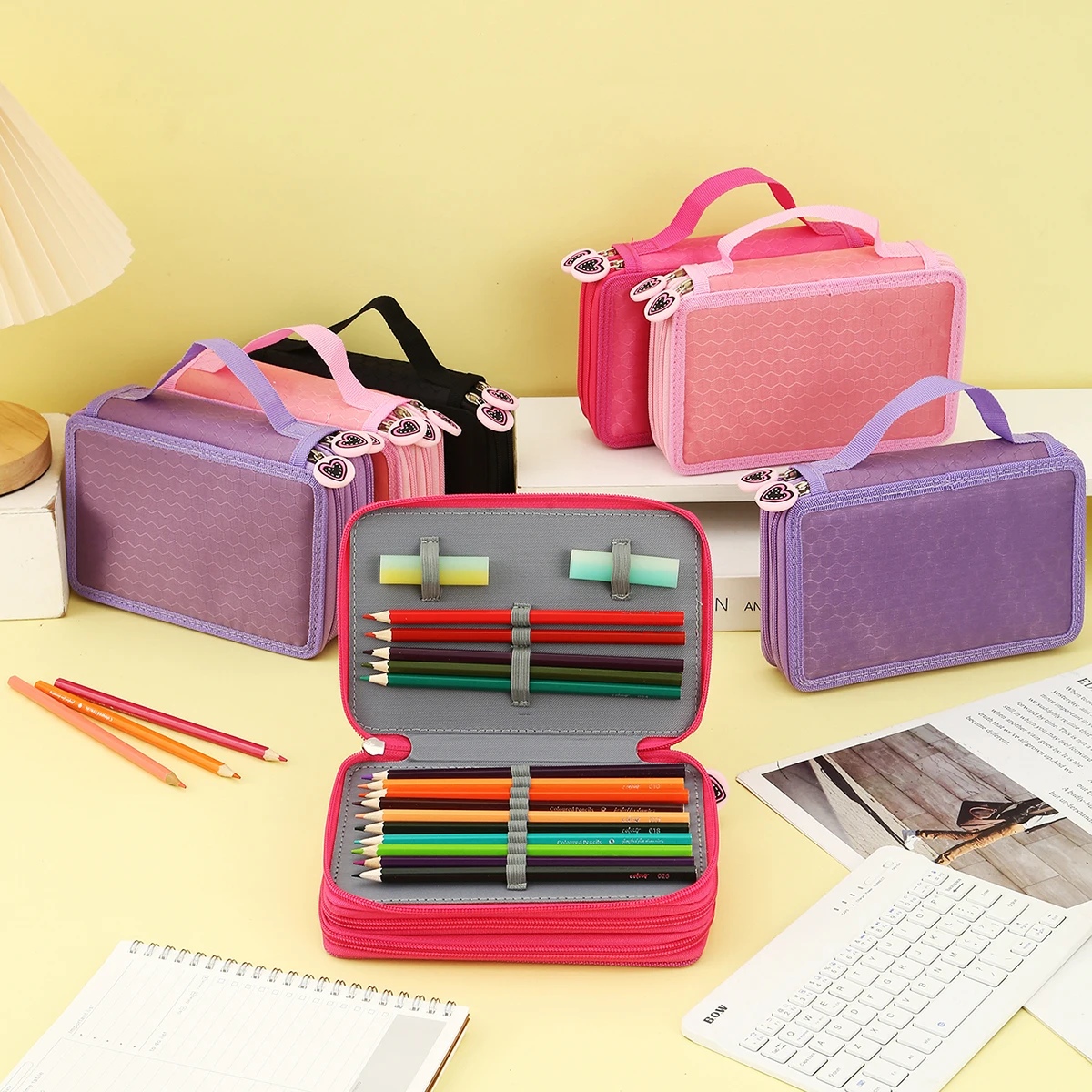 Трехслойный пенал на молнии в форме сердца, портативная изысканная сумка для хранения канцелярских принадлежностей, пенал для незаменимого художественного рисования
Трехслойный пенал на молнии в форме сердца, портативная изысканная сумка для хранения канцелярских принадлежностей, пенал для незаменимого художественного рисования