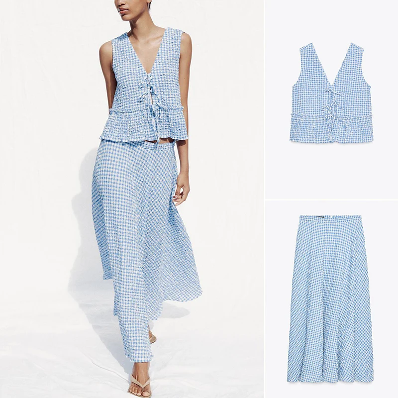 Топ Ele Knot Svel V-Ne с юбкой-плащом в клетку, комплект из двух предметов, длинные брюки ort Sve, летний наряд
Топ Ele Knot Svel V-Ne с юбкой-плащом в клетку, комплект из двух предметов, длинные брюки ort Sve, летний наряд