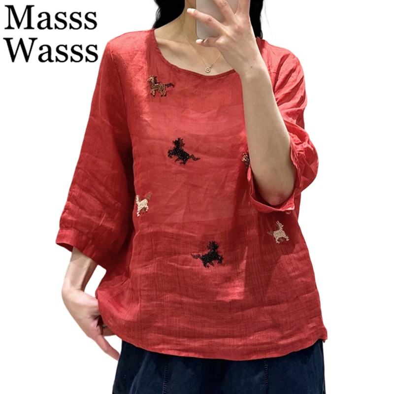 Женские модные повседневные топы в китайском стиле Masss Wasss, лето 2026, винтажные свободные рубашки с круглым вырезом, классические элегантные блузки
Женские модные повседневные топы в китайском стиле Masss Wasss, лето 2026, винтажные свободные рубашки с круглым вырезом, классические элегантные блузки