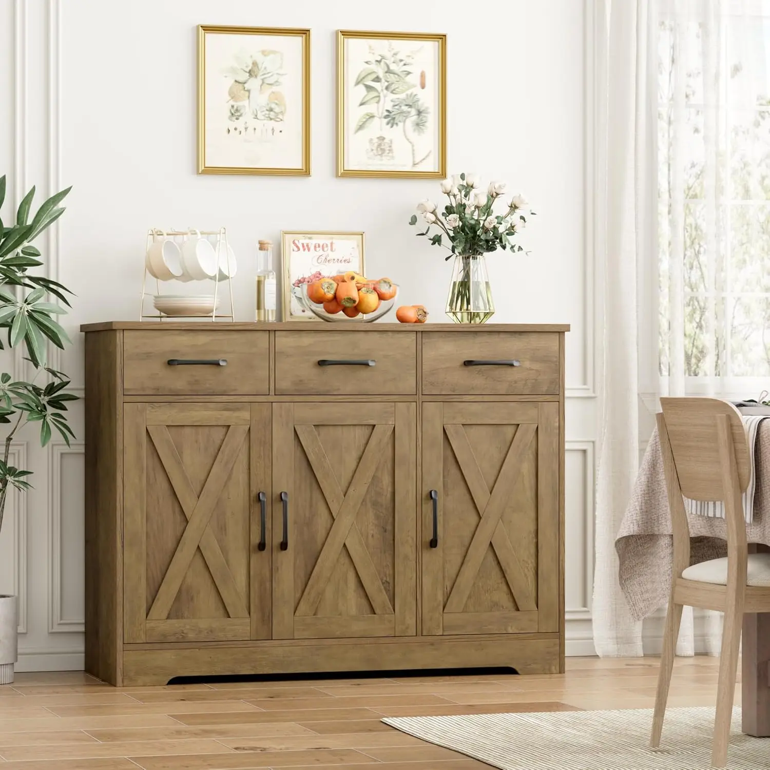 Modern Farmhouse Buffet Cabinet with Barn Doors Drawers and Shelves Wood Coffee Bar Station
Modern Farmhouse Buffet Cabinet with Barn Doors Drawers and Shelves Wood Coffee Bar Station