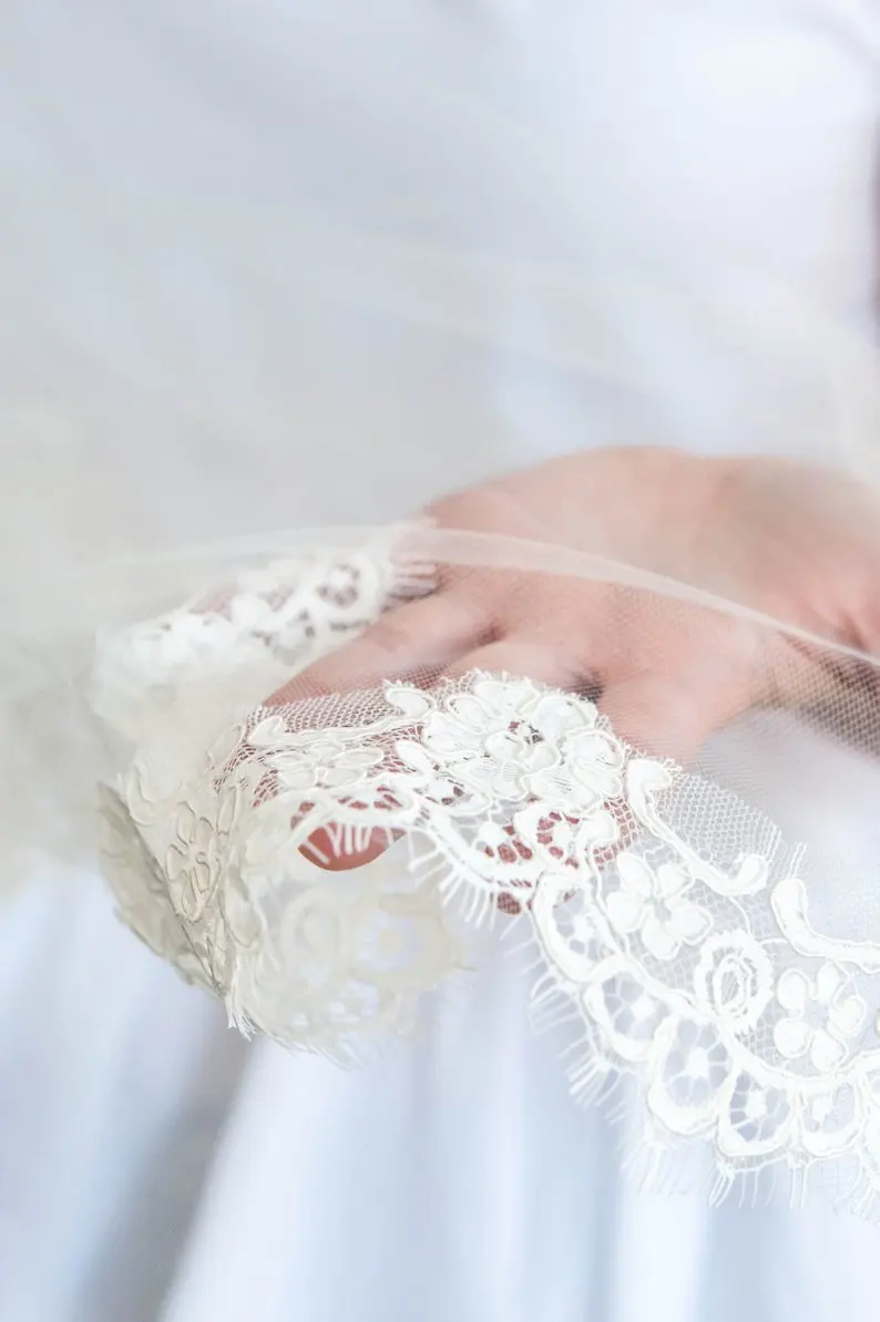White French Embroidered Lace Trim Wedding Dress Veil DIY Material for Dress Clothing
White French Embroidered Lace Trim Wedding Dress Veil DIY Material for Dress Clothing