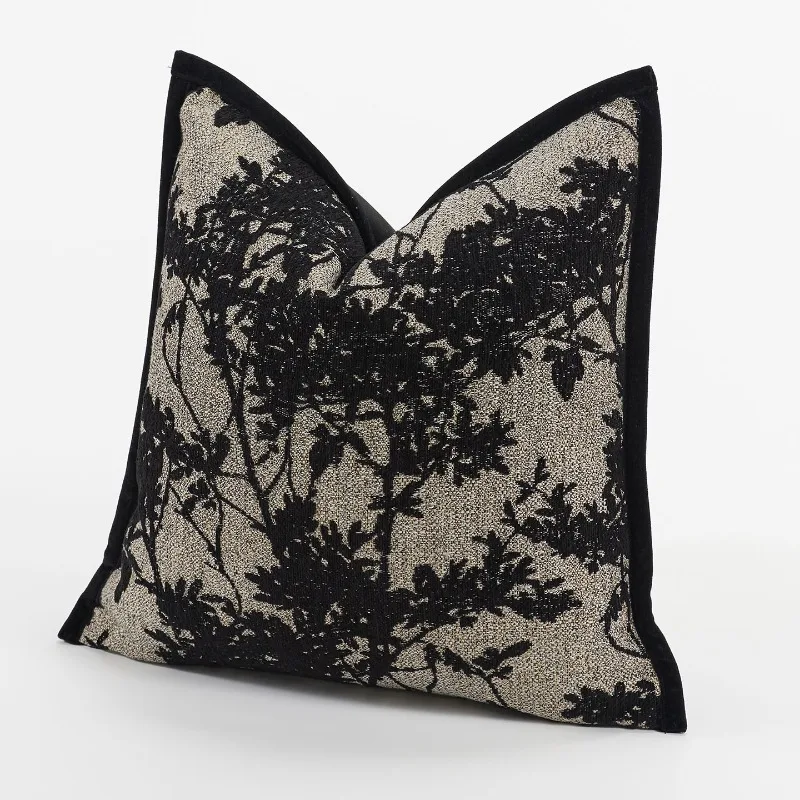 Luxury Chenille Retro Throw Pillow Cover Dark Plant Texture Jacquard Decorative Cushion Cover with Velvet Trim for Home Decor
Luxury Chenille Retro Throw Pillow Cover Dark Plant Texture Jacquard Decorative Cushion Cover with Velvet Trim for Home Decor