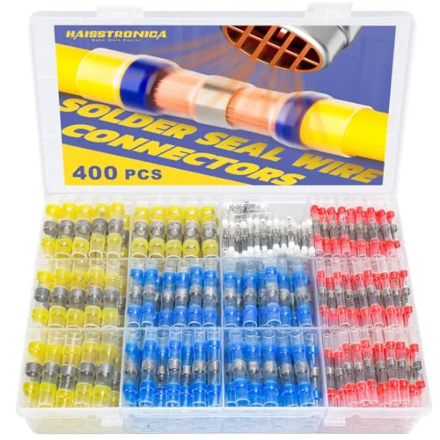 Solder Seal Wire Connectors- Waterproof Heat Shrink Butt Connectors-Self Solder for Marine, Aircraft, Boat, Truck, Stereo, Join
Solder Seal Wire Connectors- Waterproof Heat Shrink Butt Connectors-Self Solder for Marine, Aircraft, Boat, Truck, Stereo, Join