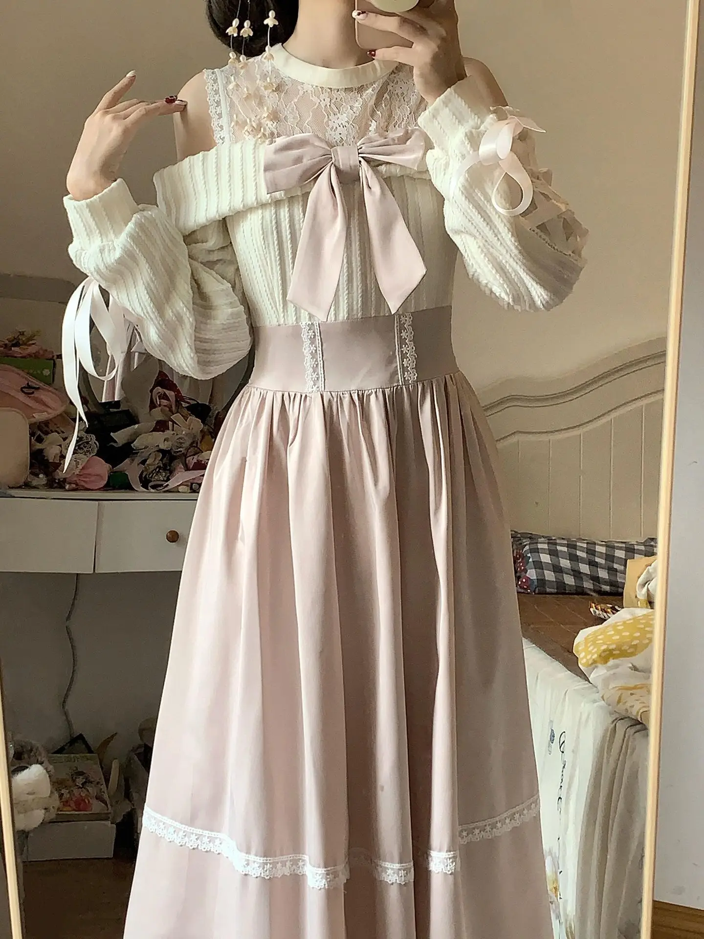 Princess Style Lolita Pink Dress Women's Autumn Winter Sweet Date Outfit Gentle Long Skirt Knot Dress
Princess Style Lolita Pink Dress Women's Autumn Winter Sweet Date Outfit Gentle Long Skirt Knot Dress