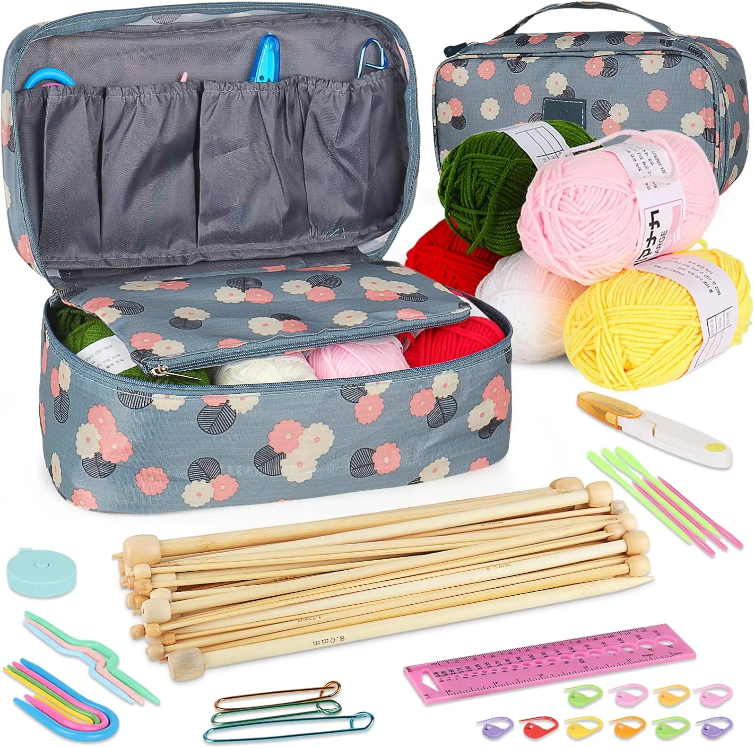 Complete Bamboo Knitting Kit for Beginners with 71 Pieces, Needles, Yarn & Accessories in Storage Case
Complete Bamboo Knitting Kit for Beginners with 71 Pieces, Needles, Yarn & Accessories in Storage Case