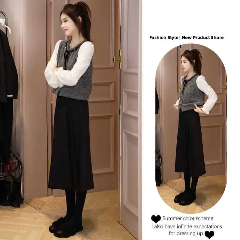 Spring Summer Salt Series Women's New Light Maturity Style Anti-Aging Meat Covering False Two-Piece Top Versatile Skirt Set
Spring Summer Salt Series Women's New Light Maturity Style Anti-Aging Meat Covering False Two-Piece Top Versatile Skirt Set