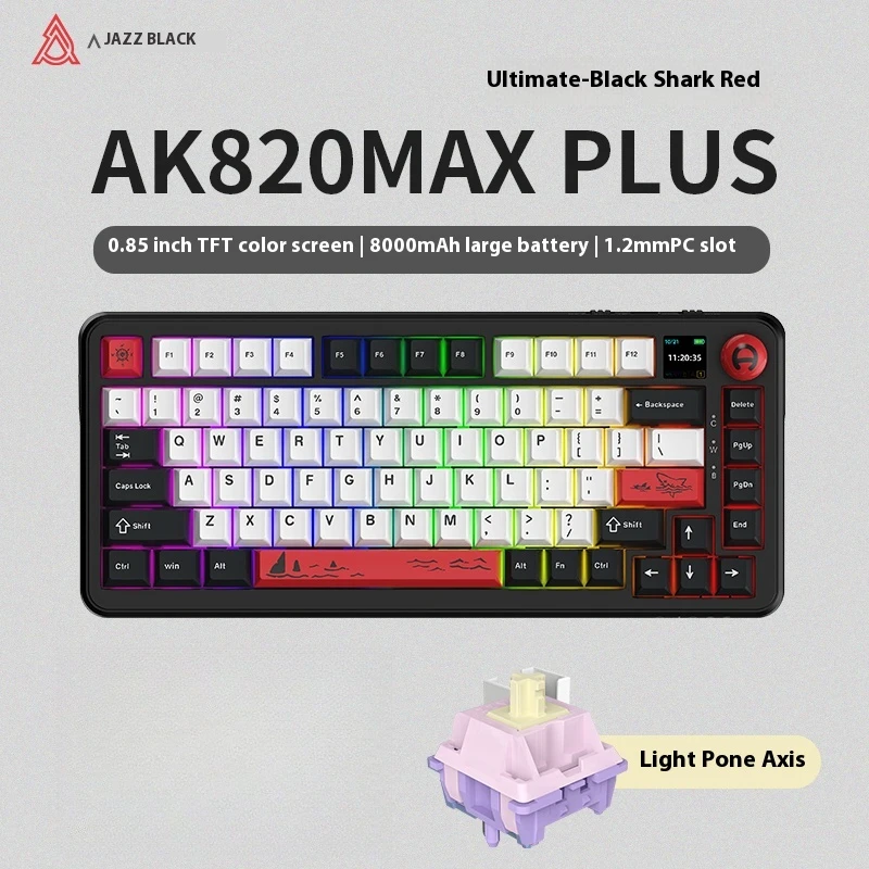 AJAZZ AK820 Max 8000mAh Mechanical Keyboard Silent Switches Shark Red Theme TFT Color Screen Triple Mode Wireless RGB
AJAZZ AK820 Max 8000mAh Mechanical Keyboard Silent Switches Shark Red Theme TFT Color Screen Triple Mode Wireless RGB