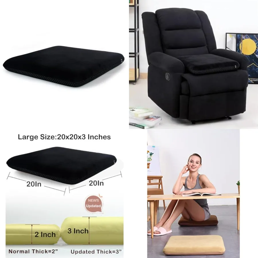 Recliner Cushion for Elderly with Memory Foam 20x20x3 Inch Large Square Seat Cushion for Recliner Chair, Floor Pillow, Truck Se
Recliner Cushion for Elderly with Memory Foam 20x20x3 Inch Large Square Seat Cushion for Recliner Chair, Floor Pillow, Truck Se