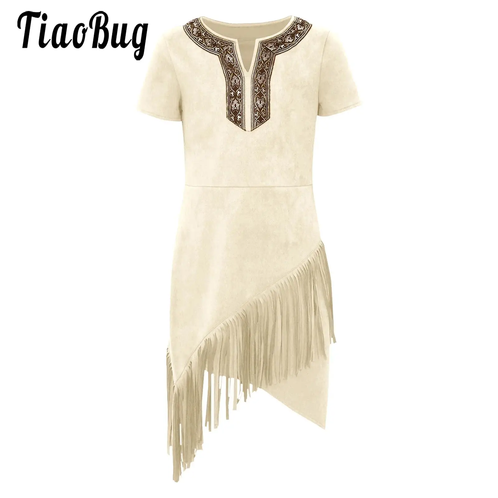Kid Girls Indigenous American Indians Dress Native American Dress-up Costume Short Sleeve Irregular Tassels Dress Halloween Gown
Kid Girls Indigenous American Indians Dress Native American Dress-up Costume Short Sleeve Irregular Tassels Dress Halloween Gown