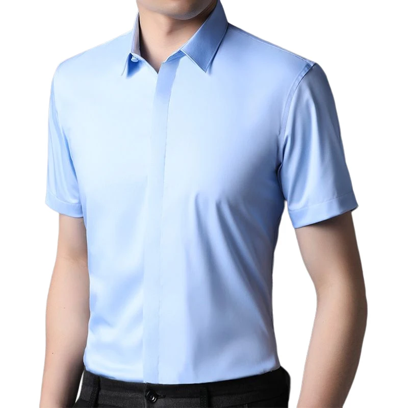 Summer Men Fashion Casual Short Sleeve Solid Shirt Slim Solid Color Male Social Business Dress Shirt Brand Men Clothing
Summer Men Fashion Casual Short Sleeve Solid Shirt Slim Solid Color Male Social Business Dress Shirt Brand Men Clothing