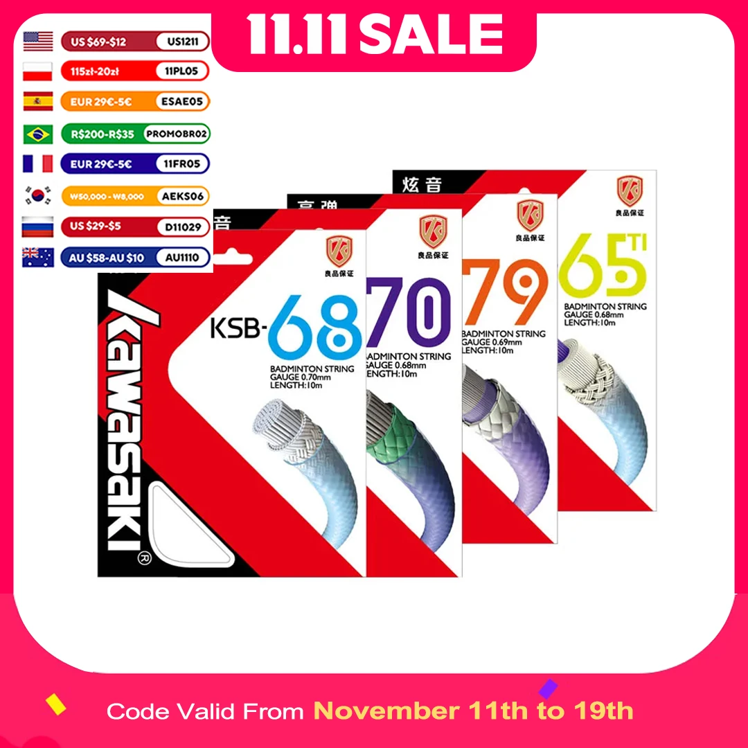 Kawasaki Professional Badminton Racket String High Elastic Badminton Line Accessories KSB-65TI/68/70/79 Get Strung Service
Kawasaki Professional Badminton Racket String High Elastic Badminton Line Accessories KSB-65TI/68/70/79 Get Strung Service