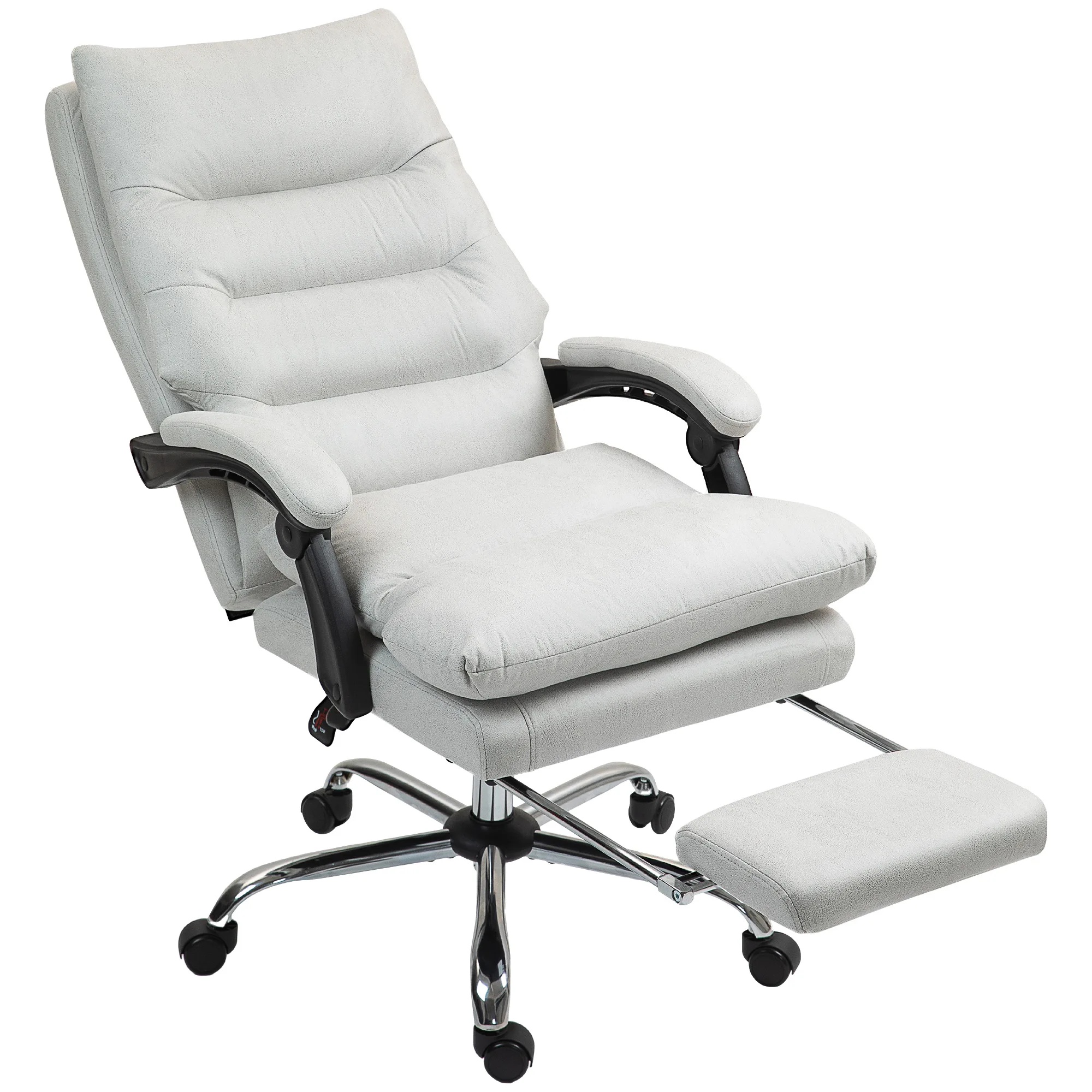 Microfibre Massage Office Chair, Heated Reclining Chair with Footrest, Double-tier Padding, Swivel Wheels, Light Gray
Microfibre Massage Office Chair, Heated Reclining Chair with Footrest, Double-tier Padding, Swivel Wheels, Light Gray