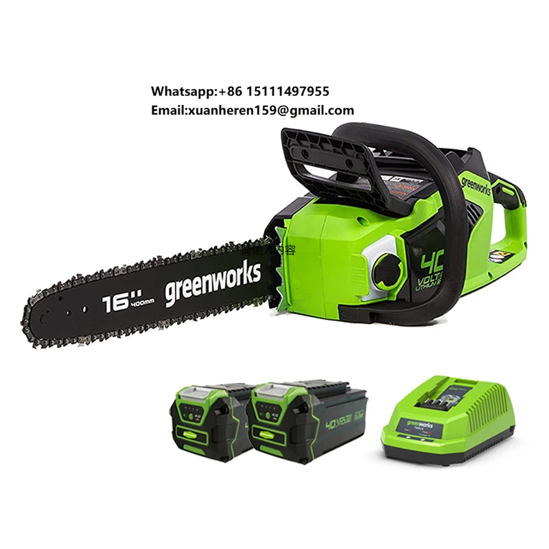 Greenworks Brushless Chainsaw 40V Professional Garden Saw 20m/s Original 16 Inch Chainbar and Oregon Sawchain 2PC 4AH Batteries
Greenworks Brushless Chainsaw 40V Professional Garden Saw 20m/s Original 16 Inch Chainbar and Oregon Sawchain 2PC 4AH Batteries