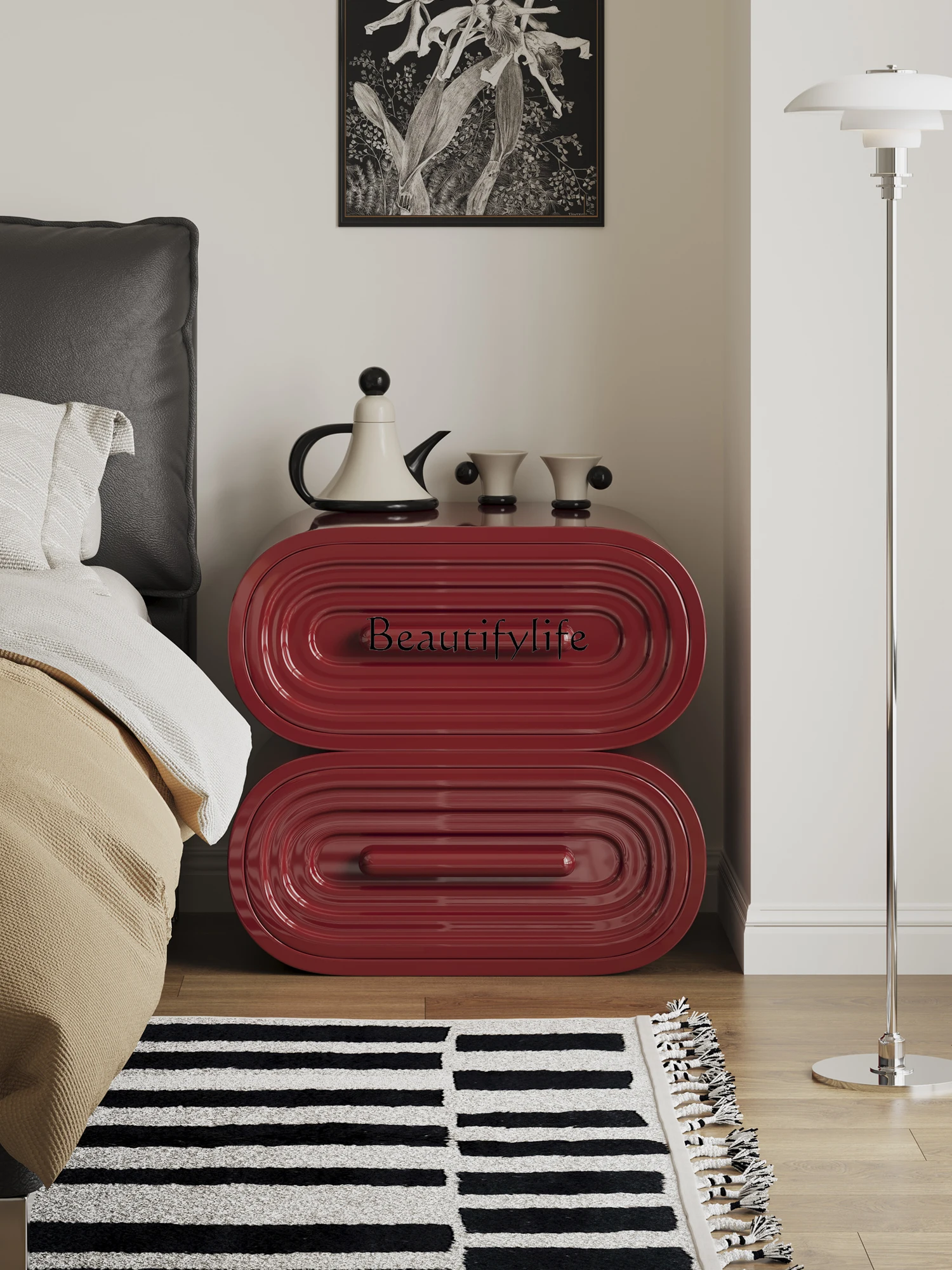 Simple modern solid wood double-layer chest household bedroom bedside table 
Simple modern solid wood double-layer chest household bedroom bedside table