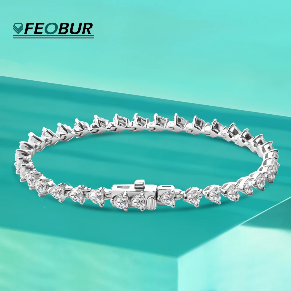 FEOBUR 3mm Heart Cut Moissanite Tennis Bracelet 925 Sterling Silver All Diamond Bracelets for Women Birthday Fine Jewelry Gra
FEOBUR 3mm Heart Cut Moissanite Tennis Bracelet 925 Sterling Silver All Diamond Bracelets for Women Birthday Fine Jewelry Gra