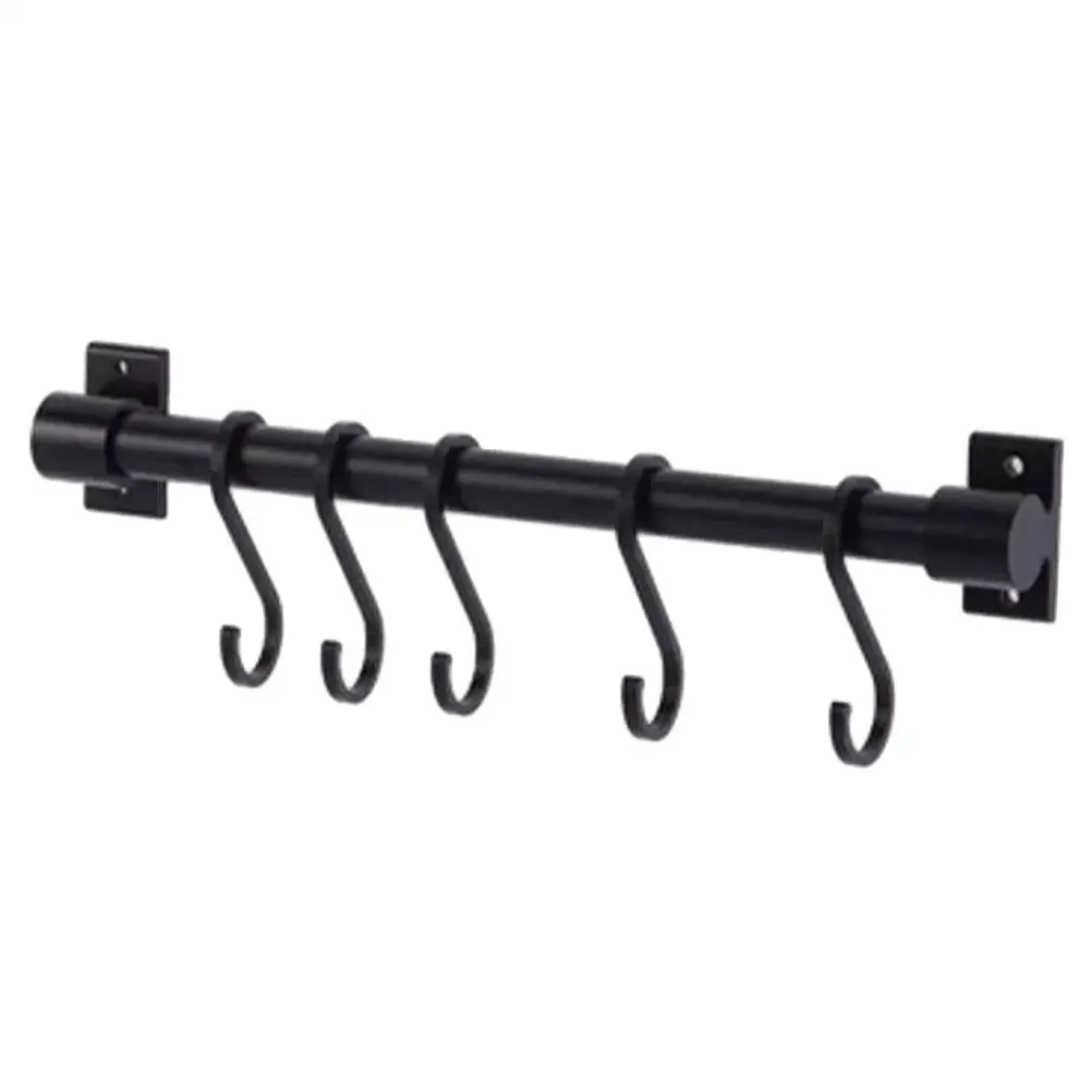 5 Hooks 30CM Black Wall Mounted Kitchen Rail Rack Space Saving Pot Pan Holder Utensil Hanger Shelf Organizer For Pots Towels
5 Hooks 30CM Black Wall Mounted Kitchen Rail Rack Space Saving Pot Pan Holder Utensil Hanger Shelf Organizer For Pots Towels