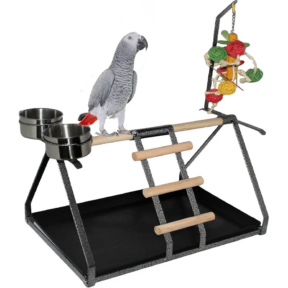 Sturdy Metal and Wood Parrot Stand with 2 Cups for Medium to Large Birds, 17.5 x 12.5 x 11
Sturdy Metal and Wood Parrot Stand with 2 Cups for Medium to Large Birds, 17.5 x 12.5 x 11