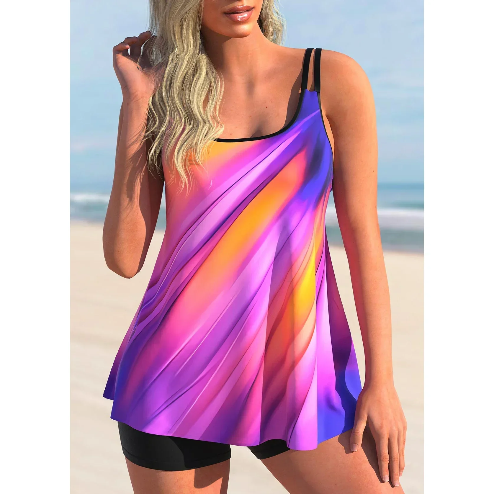 New Women's Bikini Two-piece Set with Regular Knitted Stripes, Small Floral Prints, Sexy and Fashionable Beach Vest Shorts S-6XL 
New Women's Bikini Two-piece Set with Regular Knitted Stripes, Small Floral Prints, Sexy and Fashionable Beach Vest Shorts S-6XL