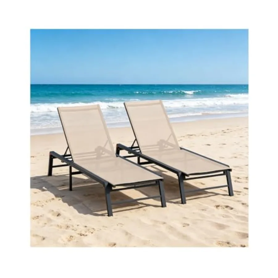 Chaise Lounge Chair Set of 2, Outdoor Sun Lounger Foldable Aluminum, 5-Level Adjustable Backrest, Breathable Mesh, 400 Lbs Capa
Chaise Lounge Chair Set of 2, Outdoor Sun Lounger Foldable Aluminum, 5-Level Adjustable Backrest, Breathable Mesh, 400 Lbs Capa