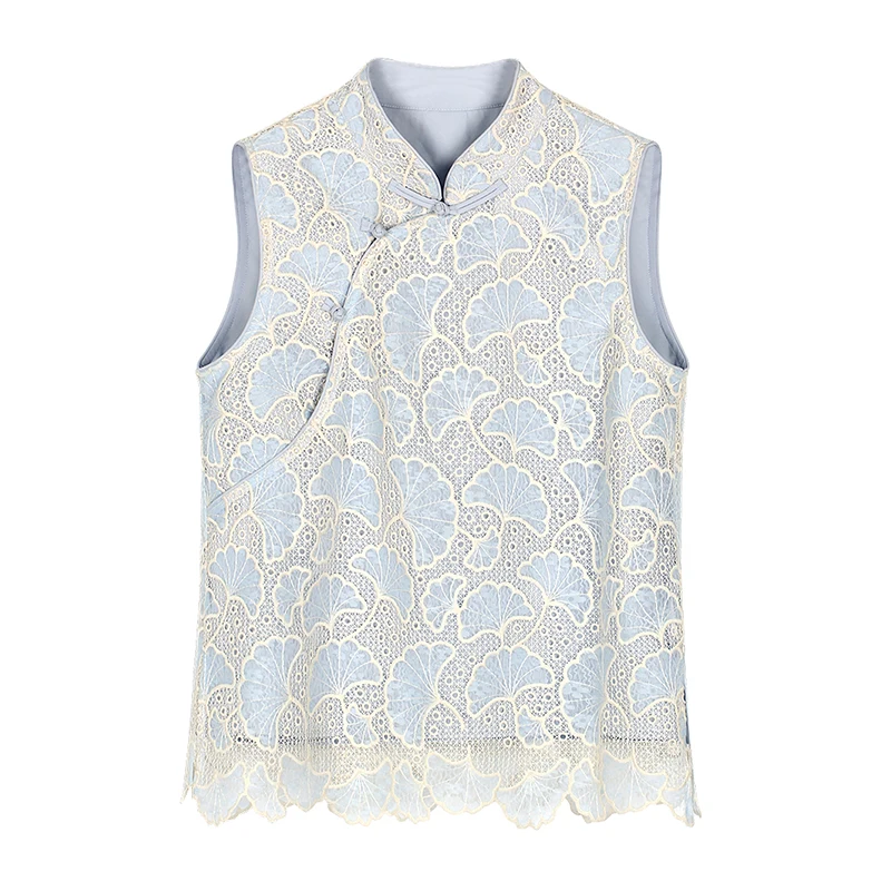 New Chinese style elegant socialite temperament embroidered gingko leaf stand collar slanted collar sleeveless vest
New Chinese style elegant socialite temperament embroidered gingko leaf stand collar slanted collar sleeveless vest
