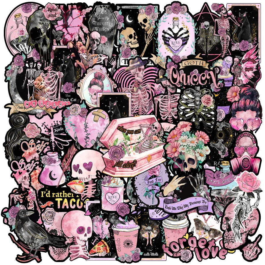 10/50PCS Pink Black Gothic Dark Skull Sticker DIY Decoration PVC Waterproof Skateboard Notebook Graffiti Toys
10/50PCS Pink Black Gothic Dark Skull Sticker DIY Decoration PVC Waterproof Skateboard Notebook Graffiti Toys
