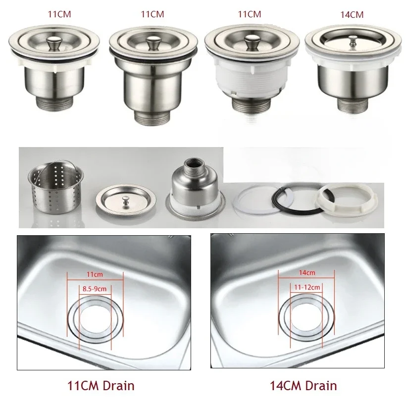 2Pcs 110mm 140mm Stainless Steel Kitchen Sink Drain Strainer Basket
2Pcs 110mm 140mm Stainless Steel Kitchen Sink Drain Strainer Basket