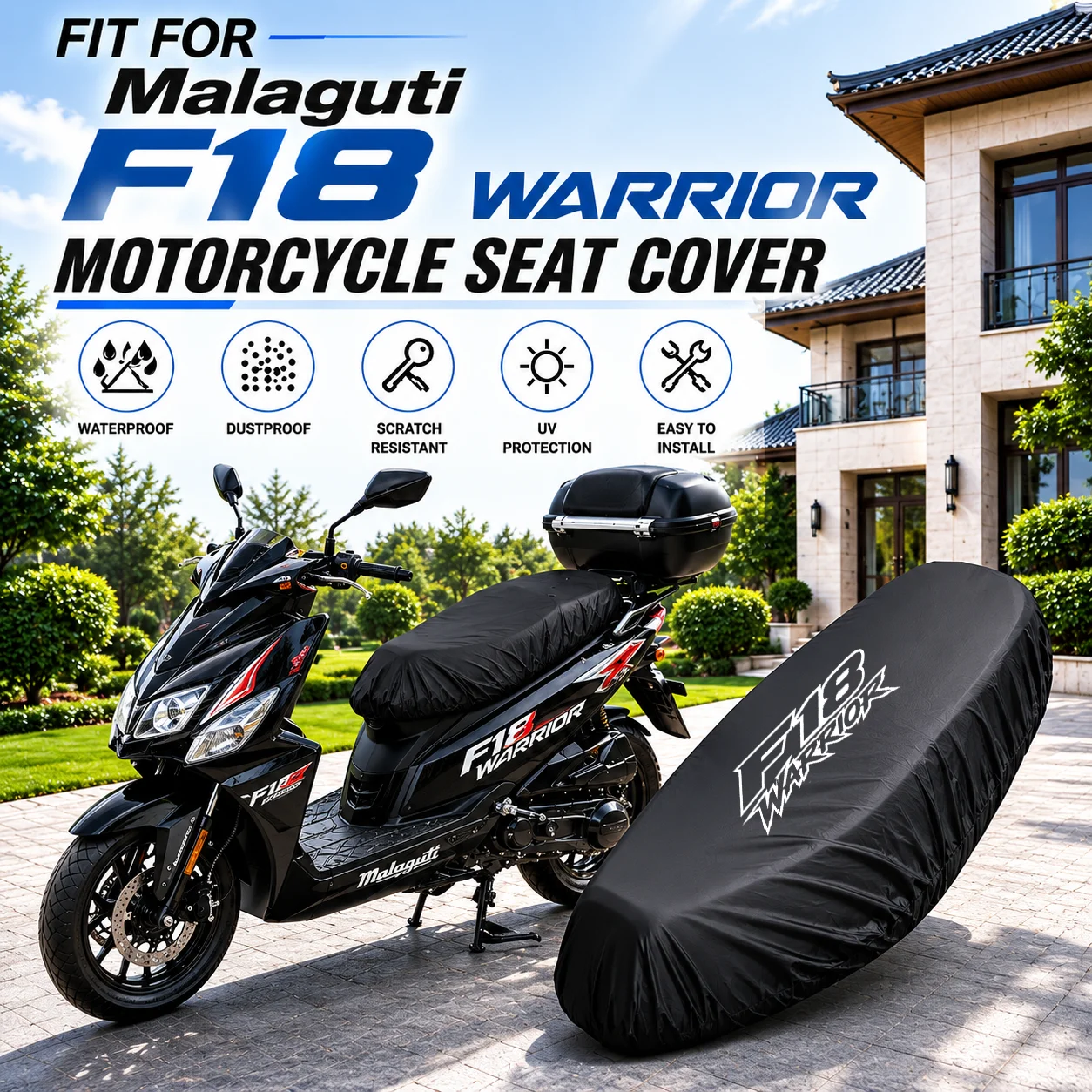 For Malaguti F18 Warrior 1999–2004 Motorcycle Rain Seat Cover Waterproof Saddle Cover Black 210D UV Protection
For Malaguti F18 Warrior 1999–2004 Motorcycle Rain Seat Cover Waterproof Saddle Cover Black 210D UV Protection