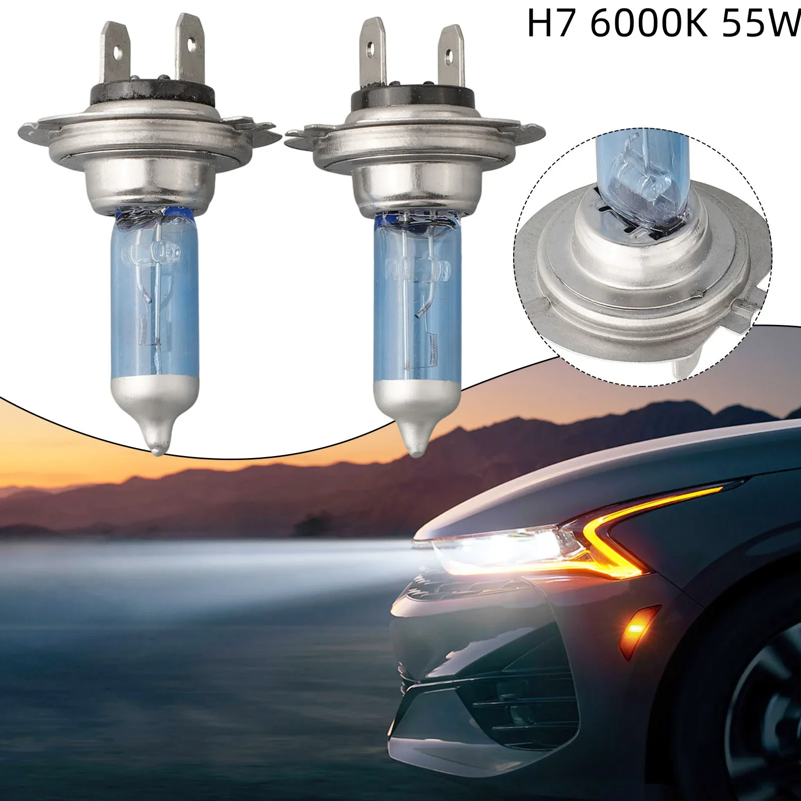 2pcs H7 55W 12V 6000K 1500LM Xenon Halogen Headlight Bulbs High Brightness White Car Lights Silver + Blue Shell Signal Lamps
2pcs H7 55W 12V 6000K 1500LM Xenon Halogen Headlight Bulbs High Brightness White Car Lights Silver + Blue Shell Signal Lamps