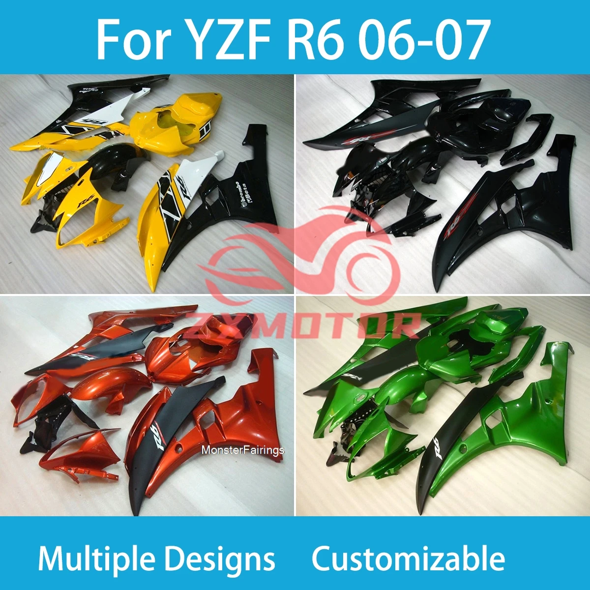 Комплект обтекателей мотоцикла для YAMAHA R6 2006 2007, аксессуары для модификации ZXMT, окрашенные обтекатели, литье под давлением, подходит для R6 06 07
Комплект обтекателей мотоцикла для YAMAHA R6 2006 2007, аксессуары для модификации ZXMT, окрашенные обтекатели, литье под давлением, подходит для R6 06 07