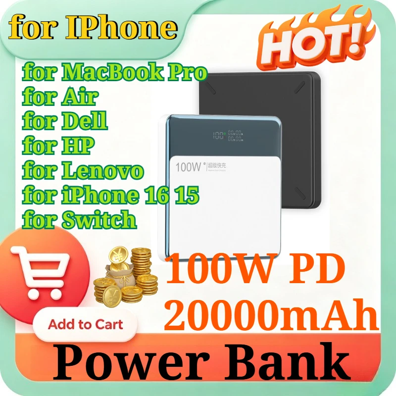 New 100W PD 20000mAh Fast Charging Power Bank Portable USB C Charger with 4 Ports Li-Polymer Battery for IPhone MacBook Pro Air
New 100W PD 20000mAh Fast Charging Power Bank Portable USB C Charger with 4 Ports Li-Polymer Battery for IPhone MacBook Pro Air