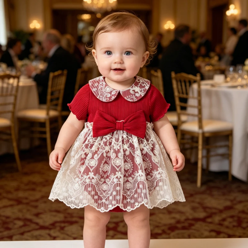 ZOETOPKID Baby Clothes Doll Collar Summer Bodysuits Sweet and Cute Temperament Buttful Knot Mesh Wine Red Short Sleeved Rompers
ZOETOPKID Baby Clothes Doll Collar Summer Bodysuits Sweet and Cute Temperament Buttful Knot Mesh Wine Red Short Sleeved Rompers
