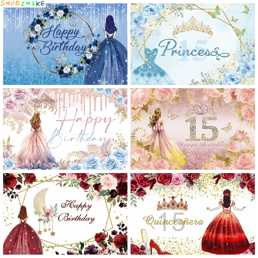Quinceanera Sweet 15th Birthday Party Backdrop Floral Girl Fifteen Years Old Rose Quinceañera Princess Customized backdround
Quinceanera Sweet 15th Birthday Party Backdrop Floral Girl Fifteen Years Old Rose Quinceañera Princess Customized backdround