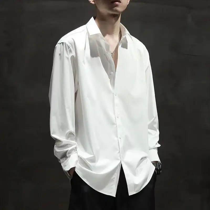Men's Casual Loose High-end Long-sleeved Shirt Handsome Black Top Work Business Shirt
Men's Casual Loose High-end Long-sleeved Shirt Handsome Black Top Work Business Shirt