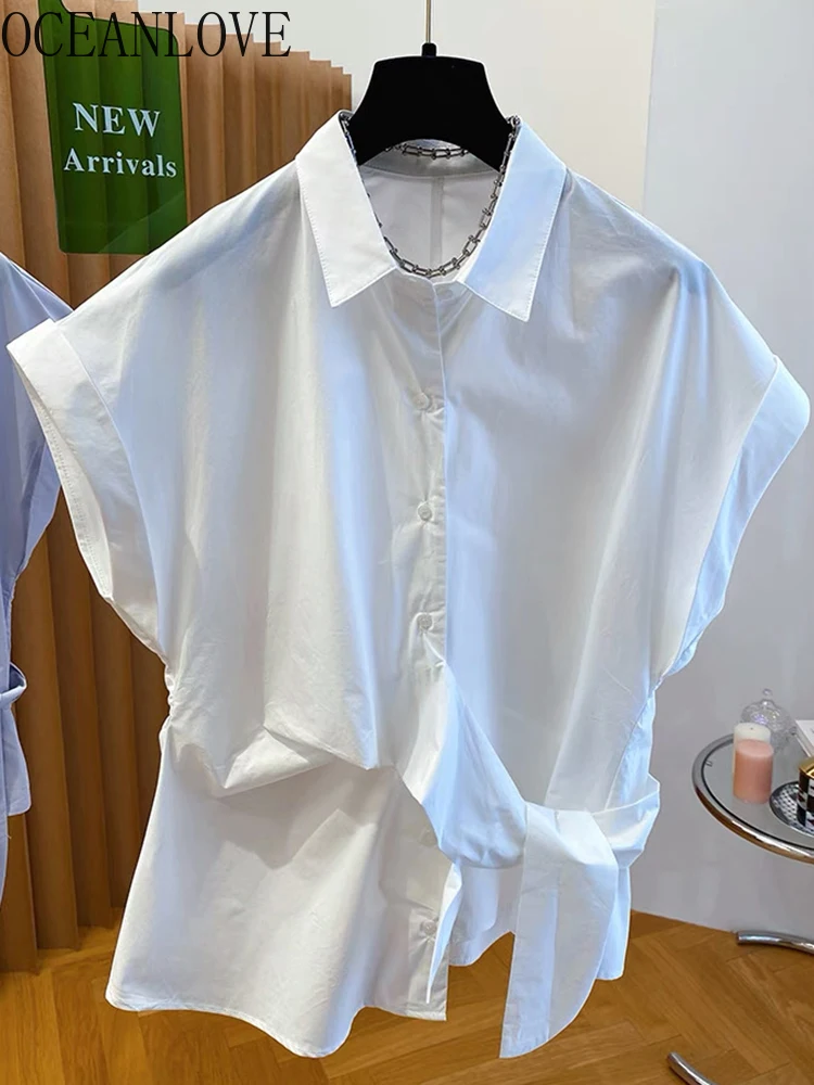 OCEANLOVE Irregular Bandage Blouses Solid Spring Summer Korean Fashion Chic Women Shirts Flying Sleeve Simple Blusas Mujer
OCEANLOVE Irregular Bandage Blouses Solid Spring Summer Korean Fashion Chic Women Shirts Flying Sleeve Simple Blusas Mujer