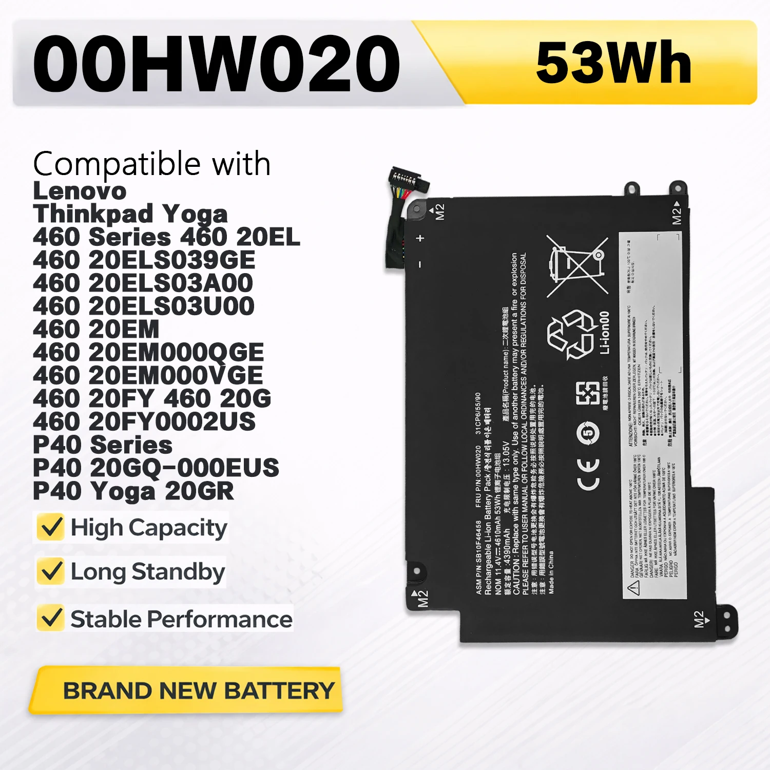 Аккумулятор PowerHub 00HW020 00HW021 11.4V 53Wh для ноутбуков Lenovo ThinkPad Yoga 460 P40 Yoga, замена SB10F46458 SB10F46459
Аккумулятор PowerHub 00HW020 00HW021 11.4V 53Wh для ноутбуков Lenovo ThinkPad Yoga 460 P40 Yoga, замена SB10F46458 SB10F46459