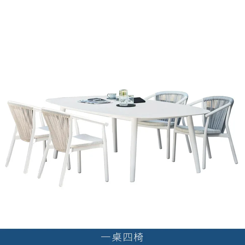 Outdoor Dining Set (1 Table + 4 Chairs): White Oval Table+Woven Back Chairs, Weather-Resistant, Patio/Balcony Leisure Furniture
Outdoor Dining Set (1 Table + 4 Chairs): White Oval Table+Woven Back Chairs, Weather-Resistant, Patio/Balcony Leisure Furniture
