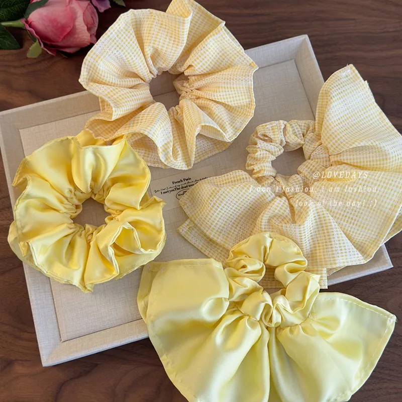 Scrunchie Butter Yellow Plaid Ruffled Skirt Style Hair Tie for Bun Elegant Soft Fabric Durable Women Daily Use
Scrunchie Butter Yellow Plaid Ruffled Skirt Style Hair Tie for Bun Elegant Soft Fabric Durable Women Daily Use