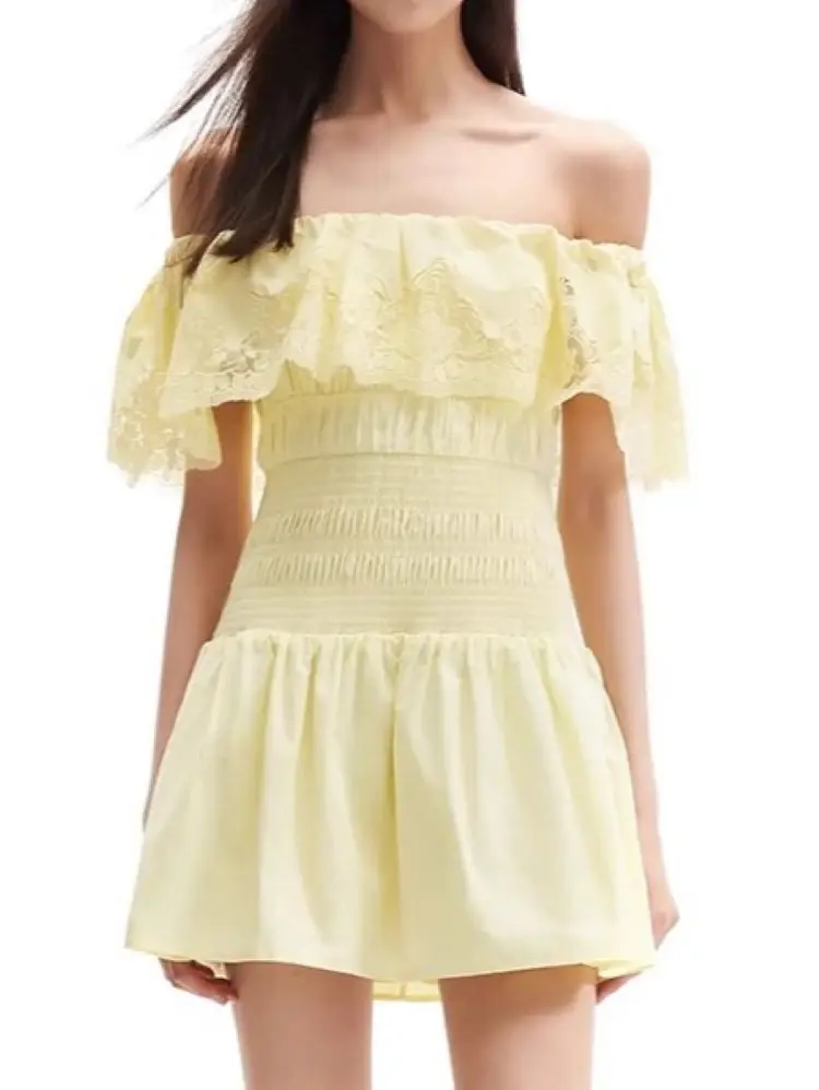 Women's Yellow Dress Floral Embroidery Hollow Out Slash Neck Elastic Waist Sweet Summer 2024 Mini Robe
Women's Yellow Dress Floral Embroidery Hollow Out Slash Neck Elastic Waist Sweet Summer 2024 Mini Robe