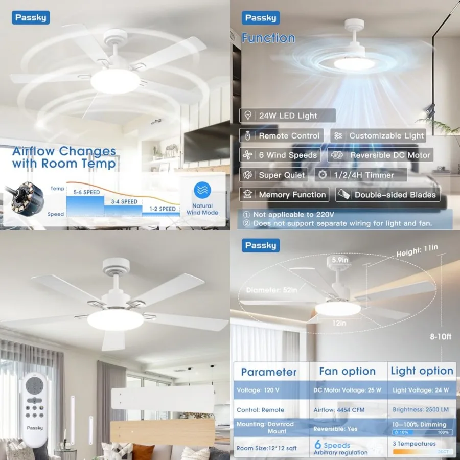 Ceilg Fans with Lights, Sleek Ceiling Fan with Light and Remote Control, 3CCT, Dimmable, Reversible, Noiseless, Ceiling Fan for
Ceilg Fans with Lights, Sleek Ceiling Fan with Light and Remote Control, 3CCT, Dimmable, Reversible, Noiseless, Ceiling Fan for