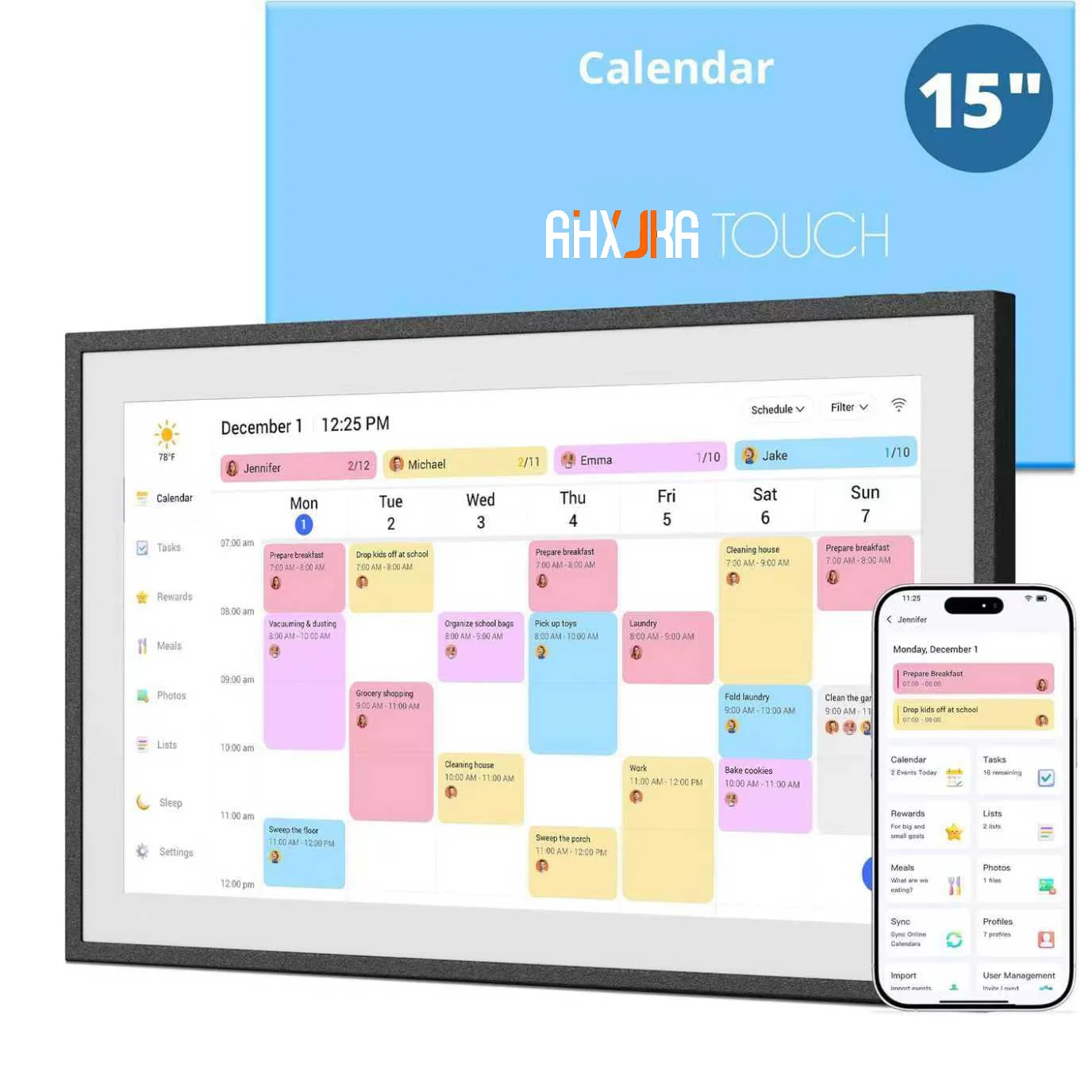 AHXJKA 64 ГБ 15,6-дюймовый настенный планировщик, цифровой календарь, диаграмма работы, умный сенсорный экран, интерактивный дисплей для управления семейным через приложение
AHXJKA 64 ГБ 15,6-дюймовый настенный планировщик, цифровой календарь, диаграмма работы, умный сенсорный экран, интерактивный дисплей для управления семейным через приложение