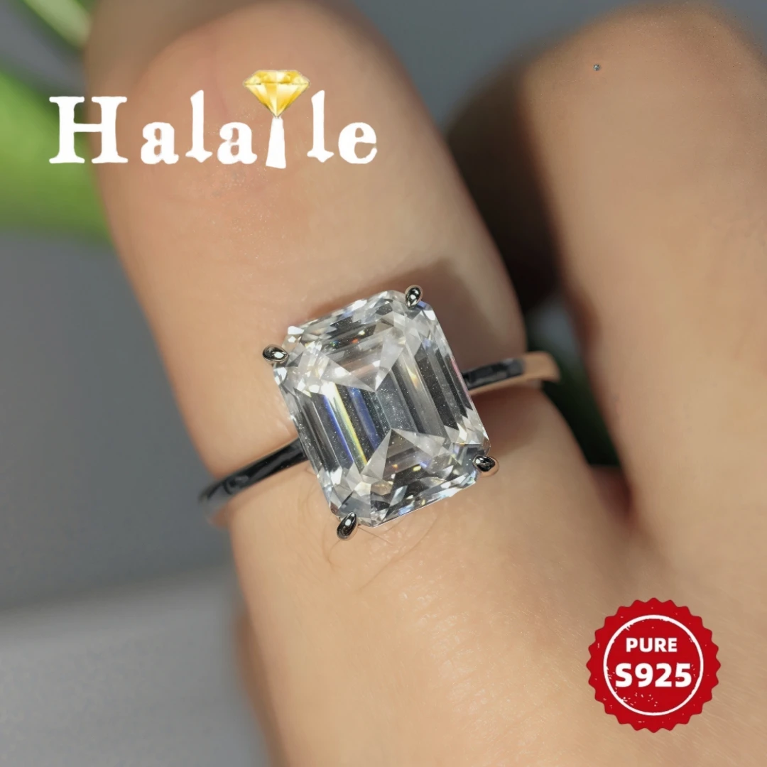 Halaile 4CT D Color Emerald Cut Moissanite 925 Sterling Silver Solitaire Ring Bridal Luxury Fine Jewelry Women Wedding Gift
Halaile 4CT D Color Emerald Cut Moissanite 925 Sterling Silver Solitaire Ring Bridal Luxury Fine Jewelry Women Wedding Gift