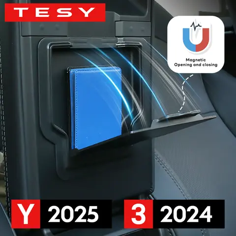 Para Tesla Model Y Juniper 2025 lanzamiento modelo 3 Highland 2024 reposabrazos caja de almacenamiento magnética oculta caja organizadora Interior de coche