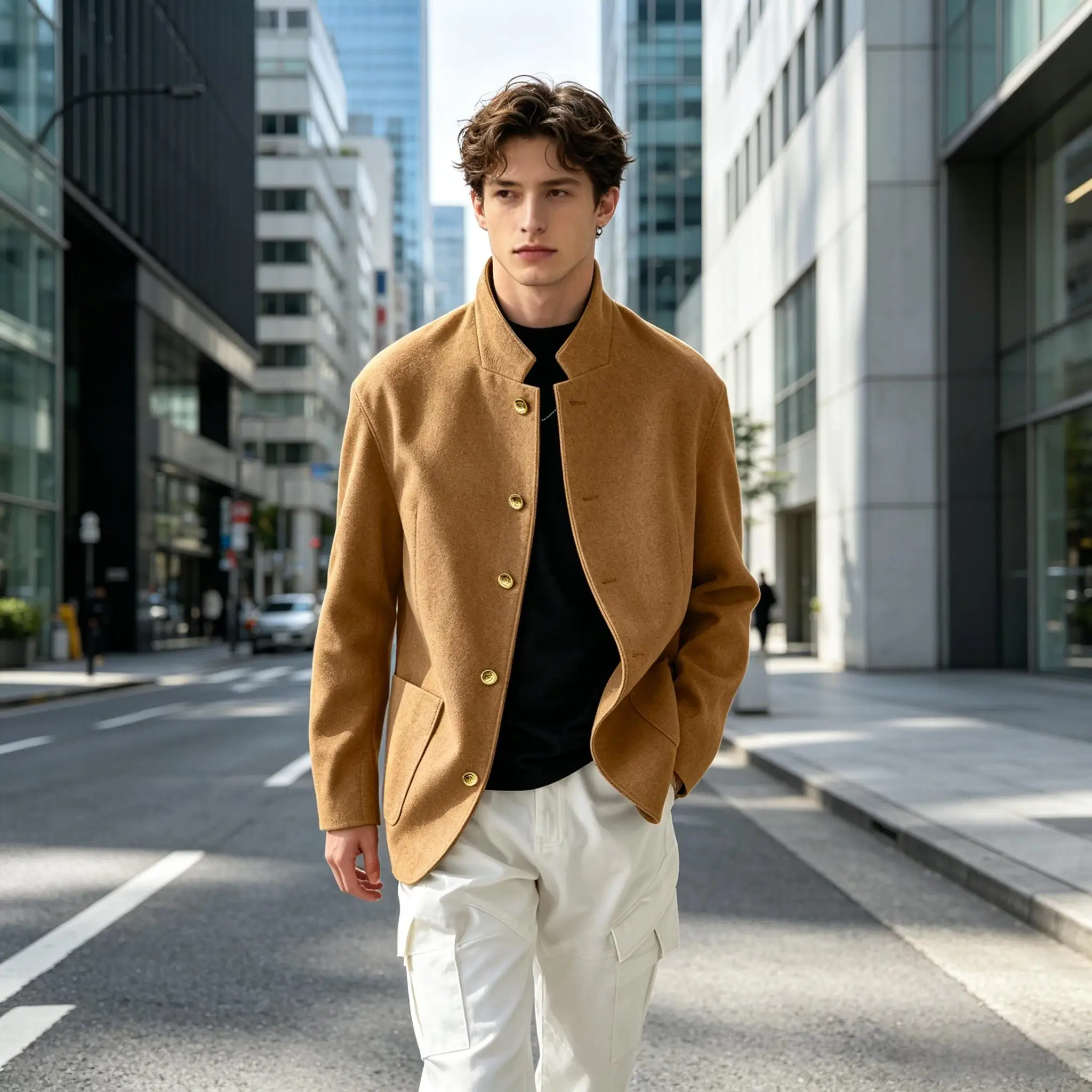 Men's Wool Blend Stand Collar Jacket Gold Button Casual Coat Autumn Winter Business Office Daily Street Outerwear
Men's Wool Blend Stand Collar Jacket Gold Button Casual Coat Autumn Winter Business Office Daily Street Outerwear