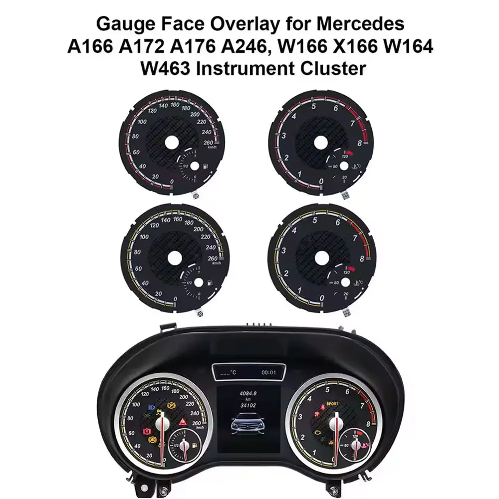 Gauge Face Overlay for Mercedes A166 A172 A176 A246, W166 X166 W164 W463 Instrument Cluster
Gauge Face Overlay for Mercedes A166 A172 A176 A246, W166 X166 W164 W463 Instrument Cluster