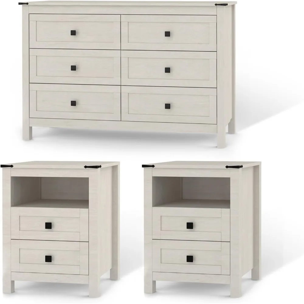 Farmhouse Bedroom Set, 3 Pieces Bedroom Furniture Set, Rustic Wood 6 Drawer Dresser and Nightstands, Chest of Drawers Wide Stora
Farmhouse Bedroom Set, 3 Pieces Bedroom Furniture Set, Rustic Wood 6 Drawer Dresser and Nightstands, Chest of Drawers Wide Stora