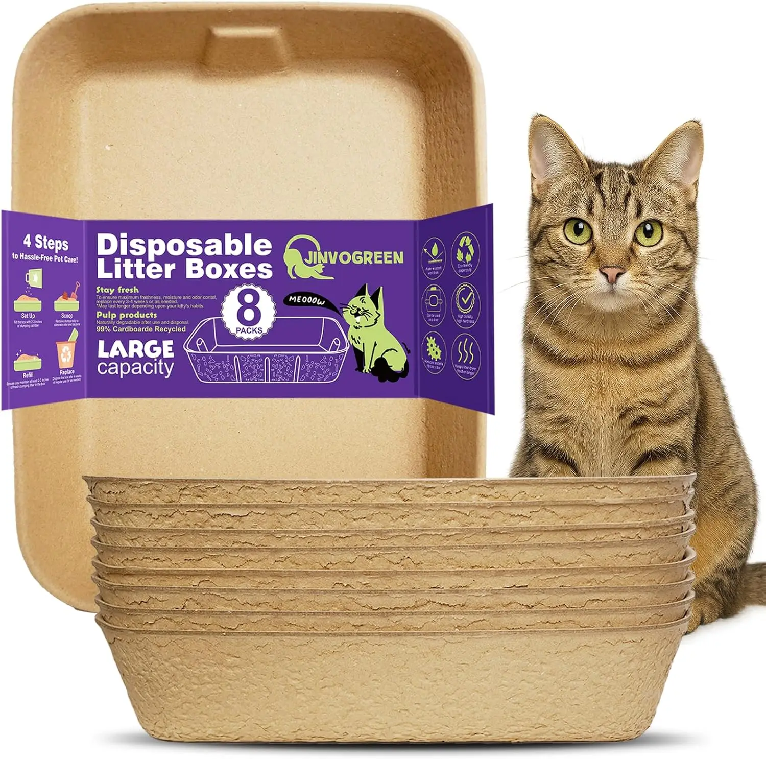 Disposable Litter Boxes for Cats, 8 Pack Cat Litter Trays for Travel, Temporary Use, or Liner – Leak-Proof, Eco-Friend
Disposable Litter Boxes for Cats, 8 Pack Cat Litter Trays for Travel, Temporary Use, or Liner – Leak-Proof, Eco-Friend