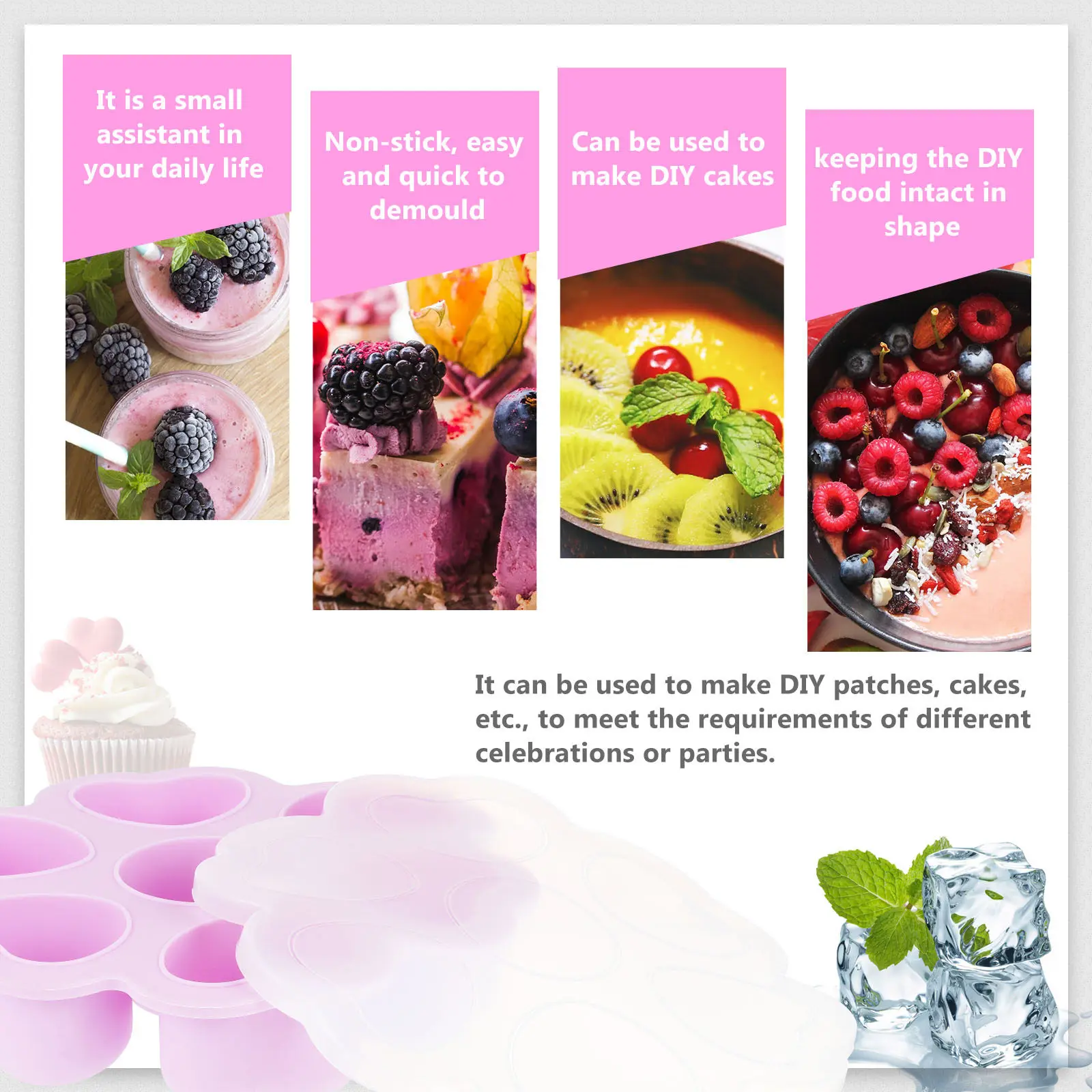 Premium Heart Shape Ice Cube Mold Silicone Baking Molds Non Stick Easy Demould Dessert Mold for Home Professional Use Chocolate
Premium Heart Shape Ice Cube Mold Silicone Baking Molds Non Stick Easy Demould Dessert Mold for Home Professional Use Chocolate